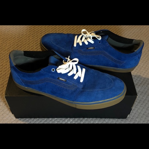 blue vans with brown sole